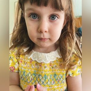 BODEN MINI Spring dress with eyelet collar